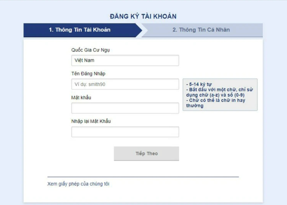 Những thông tin người chơi Sbobet cần điền để tạo tài khoản